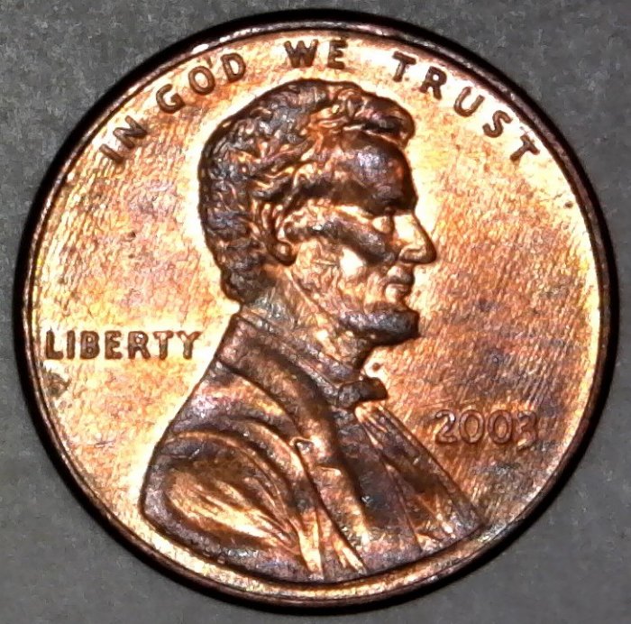 2003-P-Lincoln-Memorial-Cent-With-Nice-Column-Bar-DDR!-To-The-Right